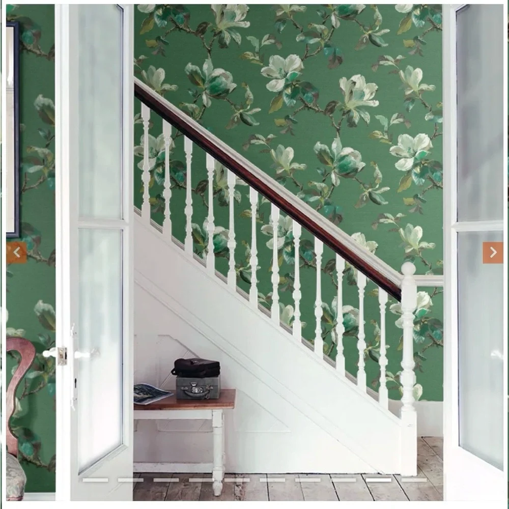 New Anthropologie Carl Robinson Sherbourn Green Magnolia Floral Vinyl Wallpaper